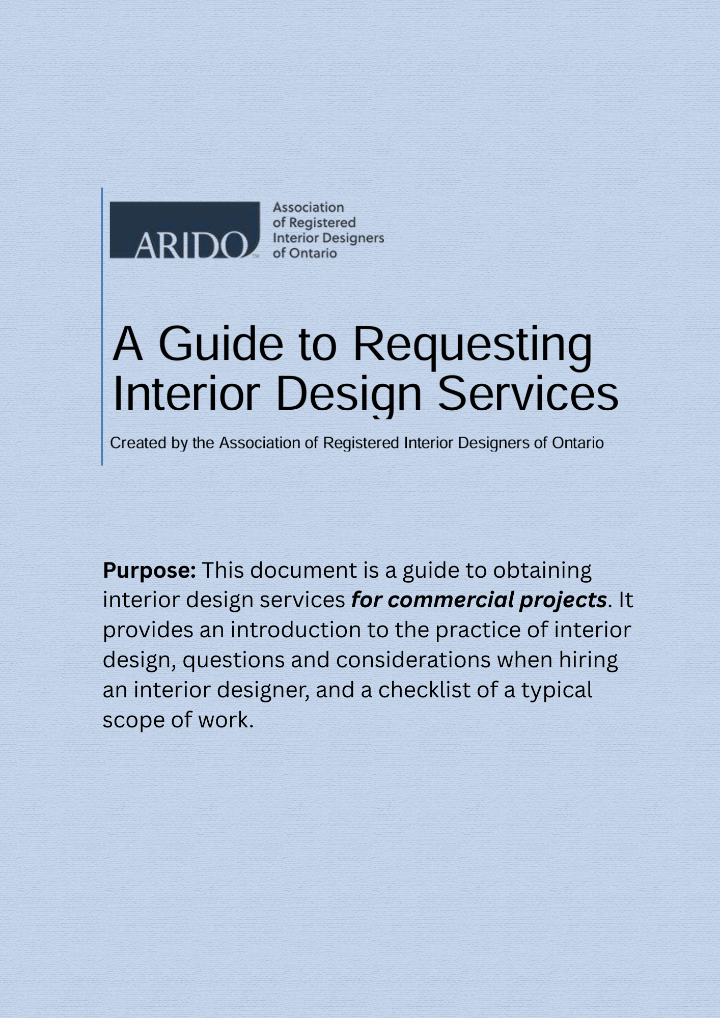 ARIDO Guide to Requesting Interior Design Services